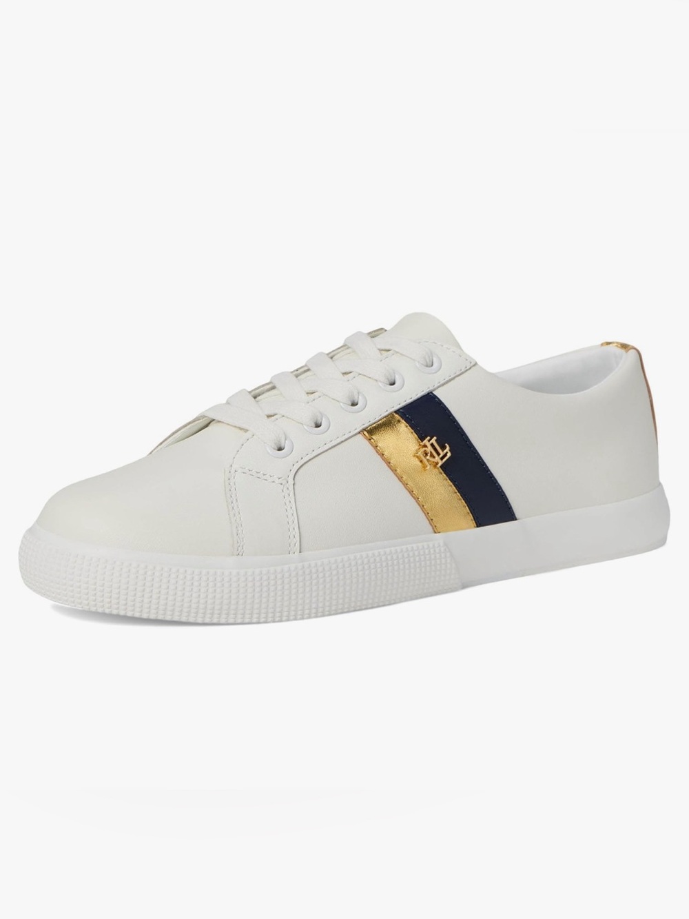 NWT Ralph Lauren Women's Janson II Leather Color-Blocked Flat Sneakers, Size 6